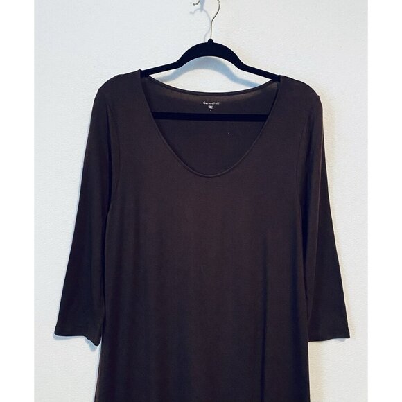 Garnet Hill Dress Womens Large Maroon Essential Three Quarter Sleeve Maxi Boho - Picture 2 of 6